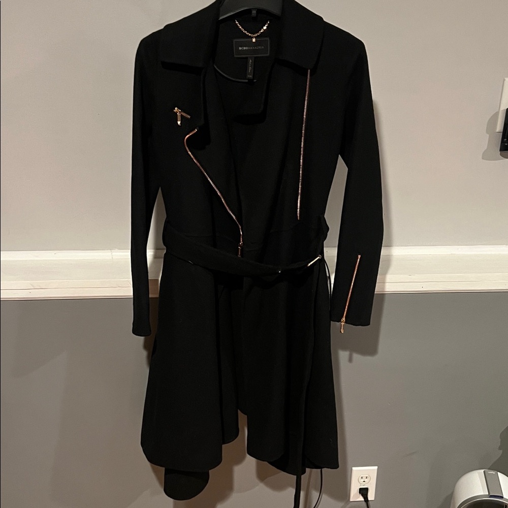 BCBGMaxAzria Black Coat with Gold Accents
